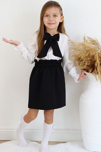 Parla Kids Girl's Long Sleeve Black Skirt Ecru Blouse Scarf 29 October Set
