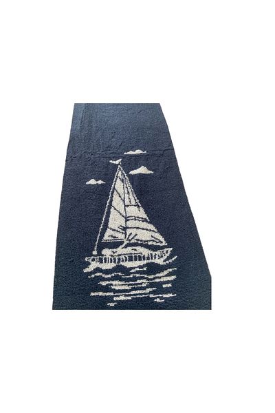 Madame Coco Voilier Beach Towel Soft Textured 100% Cotton Quick Dry Navy/White 80X160 cm