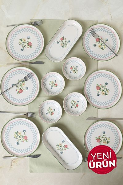 Keramika Rose Line Breakfast Set 12 Pieces for 6 People 22911-13