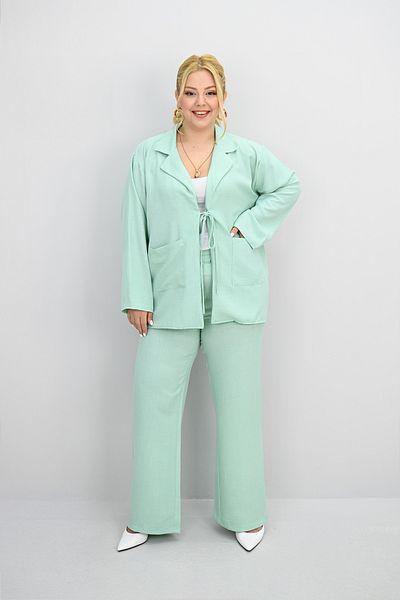 Koza Butik Women's Large Size Tie-Up Loose Wide Leg Bottom-Top Suit 8195-25