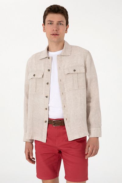 U.S. Polo Assn. Men's Stone Long Sleeve Shirt 50300596-Vr049