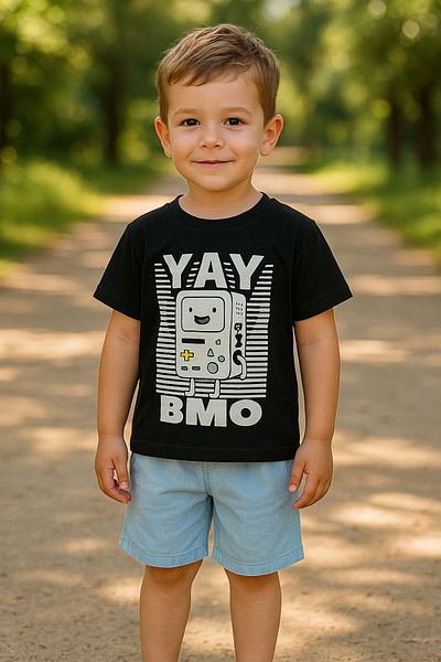 TRENDİMİZBİR Boy's Blue Shorts Black T-Shirt Set – Retro Game Console Themed Summer Set