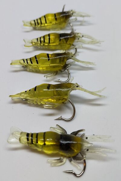 SAZAN RİG Sarı Karides Iğneli 1.3 Gr 5 Cm Yapay Sahte Silikon Yem 5 Adet