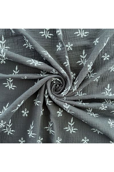 Doray Kumaş Embroidered Double Layer Muslin Fabric / Floral Pattern / Dry 3002