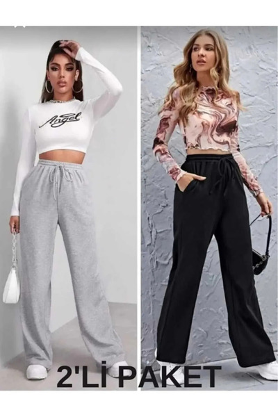 MERDO SPORT Merdo Sportt (2 Pieces) Women's Black Baggy Loose Fit Flexible Co...