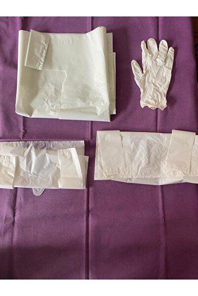 enes ticaret Kalın Beyaz Poşet 3 adet 50x75 ,5 Çift Ameliyat Eldiveni,10 Adet...
