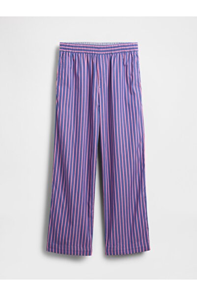 GAP Kadın Mavi %100 Organik Pamuk Poplin Easy Wide-Leg Pantolon