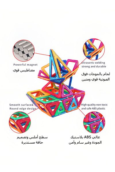 Yelajoy مجموعة ألعاب بناء مغناطيسية مكونة من 136 قطعة، متينة، تركيبة مجانية، مناسبة للأعمار من 3 سنوات فما فوق