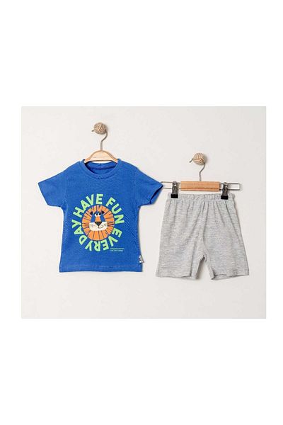 TRENDİMİZBİR Have Fun Tiger Printed Baby Boy Summer Top and Bottom Set – Blue