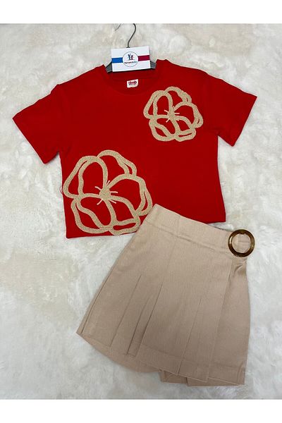 DMB BOYS & GIRLS Badisi Rose Embroidered Shorts Skirt Set