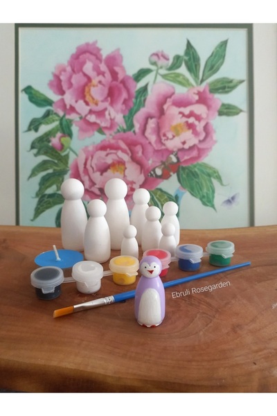 Ebruli Rosegarden Kendin Yap 3d Üç Diy 8 Adet Peg Bebek Peg Doll Aile Boyama ...