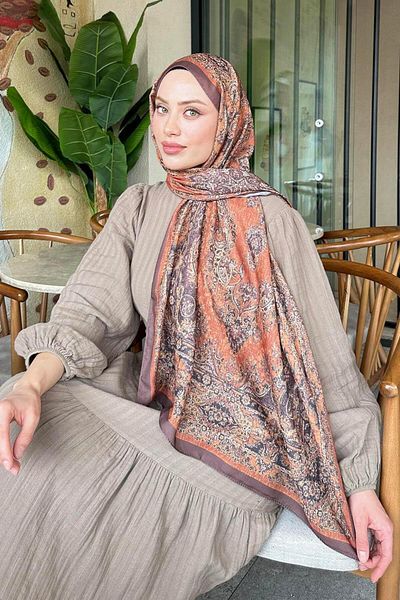 lamelif Retro Pattern Soft Shawl Brown