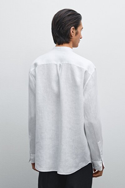 Massimo Dutti %100 keten regular fit hakim yaka gömlek