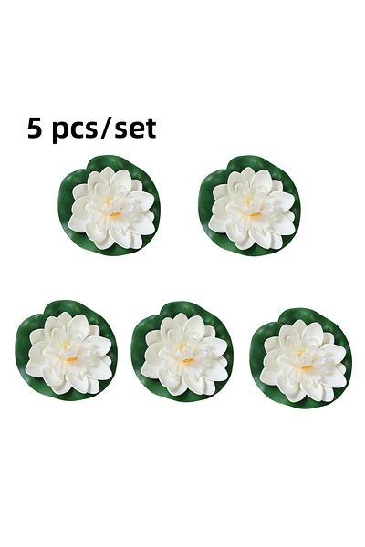 Choice White-5 10pc Colorful Artificial Floating Water Lily Simulation Eva Lotus-leaf Flowers Water Lily Po
