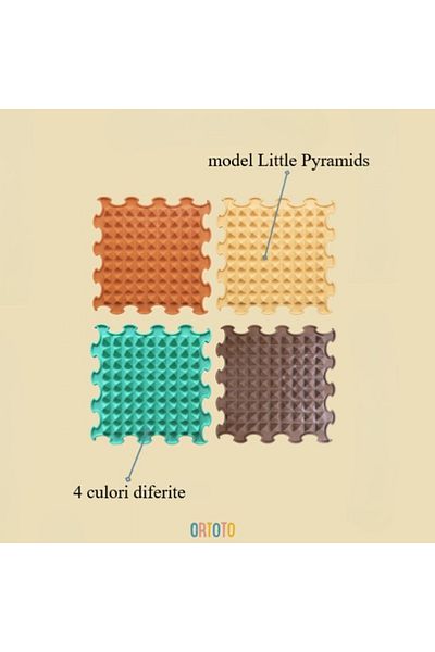 ORTOTO Orthopedic, Sensory Mat, Puzzle Set, 8 Pieces, Little Pyramids Model, Rigid Texture, Multicolor