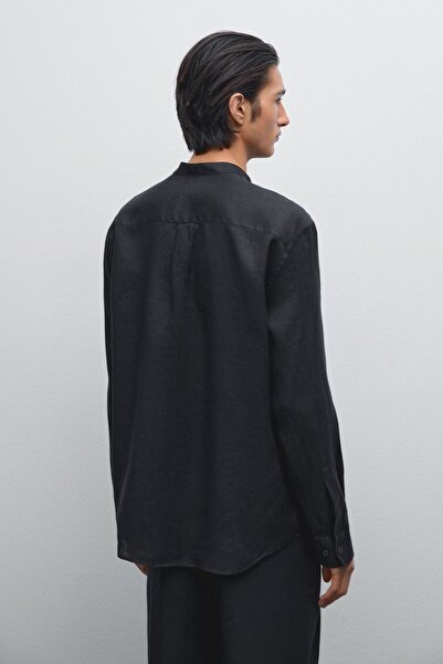 Massimo Dutti %100 keten regular fit hakim yaka gömlek