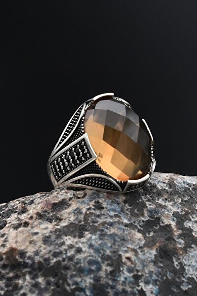 Prestige 925 Ayar Gümüş Erkek Yüzüğü Zultanit Taşlı Mikro Taş Süslemeli 901772