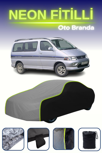 Cemku Fast أسود-رمادي-أسود [تويوتا هايس] مشمع سيارة متوافق مع حبال النيون، مق...