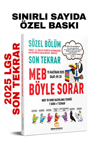 SİNAN KUZUCU YAYINLARI 2025 LGS SON TEKRAR SÖZEL SORU BANKASI
