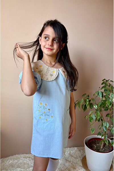 chacharon KIZ ÇOCUK ÇİÇEK NAKIŞLI ELBİSE