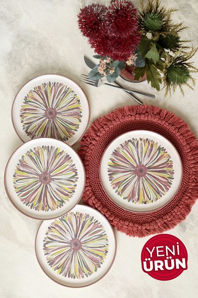 Keramika Serene Flower Nordic Cake Plate 22 Cm 4 Pieces 22983