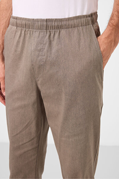 TOMMY LIFE Camel Standart Fit Dokuma Hafif Esnek Chino Erkek Pantolon - 82178