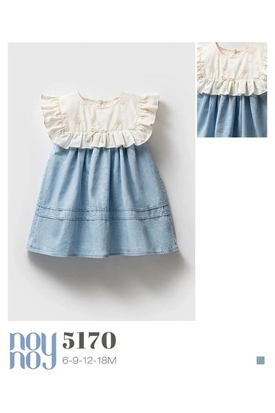 limebabies Noynoy Baby Girls 6-9-12-18 Months Jeans Dress with Brode Robes