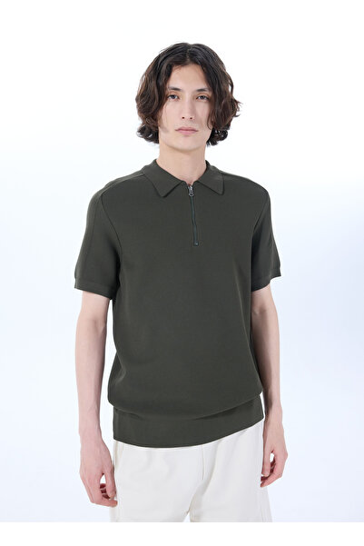 Jeep Polo Yaka Relaxed Düz Haki Erkek Kazak J5SM-KZK7211