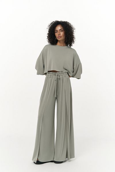MAİ COLLECTİON Nell Mint Crop T-Shirt Pants Set