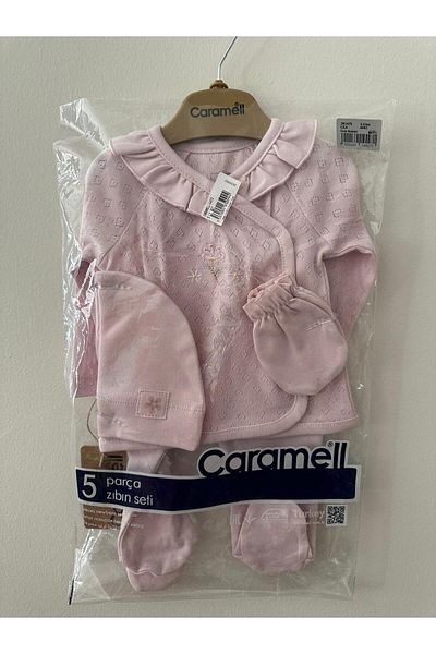 Caramell Cute Rabbit Lilac, Pink, and Ecru Color Assorted Baby Girl 5 Pack Hospital Release 1473