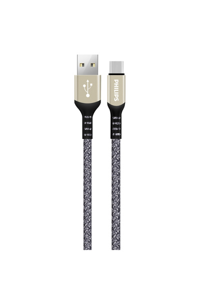 Philips USB-C Şarj ve Data Kablosu, Hızlı Şarj, 3A Yüksek Akım, 1 Metre, Dayanıklı Örgü Kablo,DLC5001A