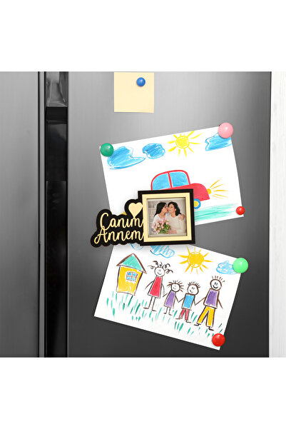 HippoDeco Gold Canım Annem Yazılı Fotoğraflı Ahşap Buzdolabı Magneti – Annele...