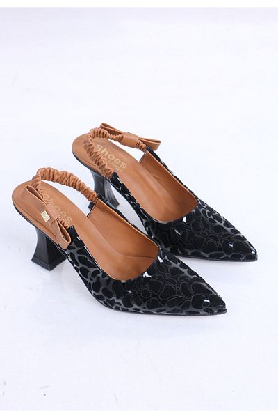 Modaarmada Pantofi cu toc de damă cu imprimeu leopard negru