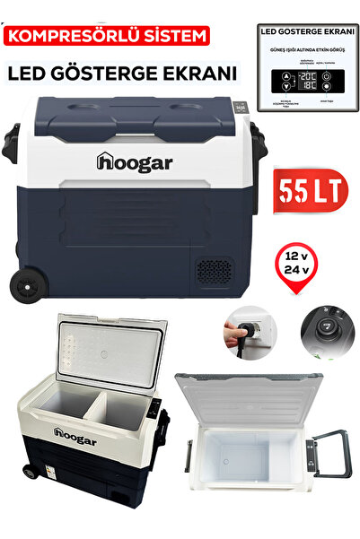 Hooger German EA 55 LTX Geniş Kabin Tekerlekli Led Ekran Oto Kamp Buzdolabı 1...