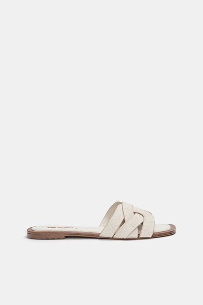 Pull & Bear Fabric flat slider sandals