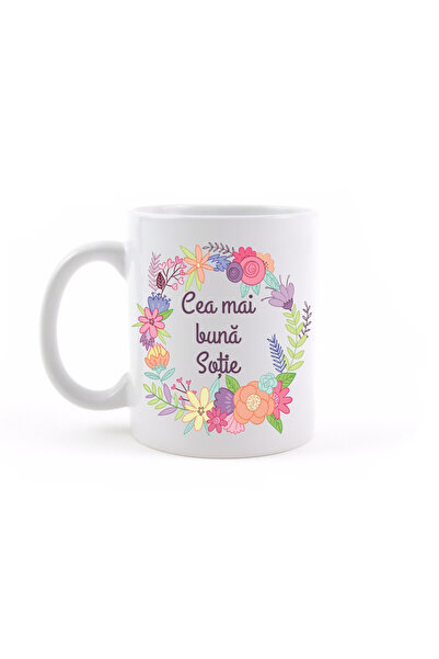 OEM Cană albă personalizată, „Cea mai bună soție”, INOVATIX®. 330ml