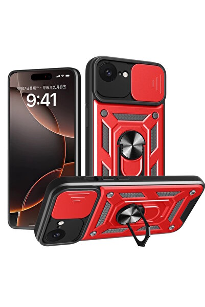 m.tk moveteck iPhone 16E Kılıf Kamera Korumalı Sürgülü Yüzüklü Armor Military...