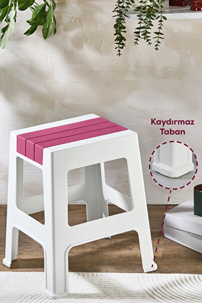 Vienev Plastik Büyük Tabure Pembe