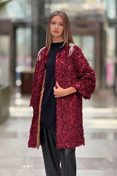 Ghisa Sequin Feather Cap with Epaulettes