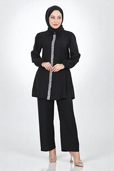 Missvalle Πέτρινο κοστούμι με λεπτομέρειες μαύρο 19195