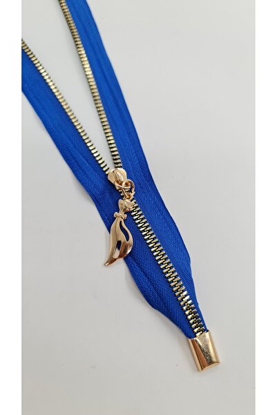 ÜNSALAN HOBİ حقيبة بسحاب 35 سم ساكس إكسسوارات ذهبية زرقاء سحاب حقيبة قوي مع س...