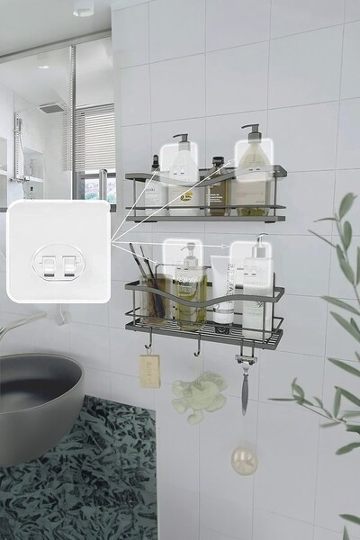 Sas Haus 10 Adet 7x7cm Yedek Süper Güçlü Yapışkanlı Askı, 20KG Banyo - Mutfak Raf Tutucu Sticker, Delmesiz