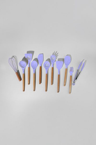 Nehir Angela Blue Wooden Silicone 12 Piece Serving Set