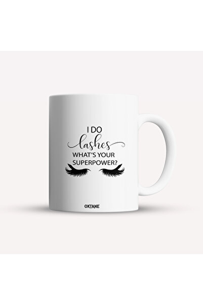 OEM Cană albă personalizată cu mesajul „I do lashes”. Care este superputerea ...