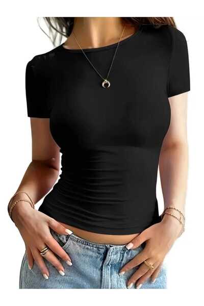 milio Γυναικείο μπλουζάκι με λαιμόκοψη ποδηλάτου, στενή εφαρμογή, κοντομάνικο...