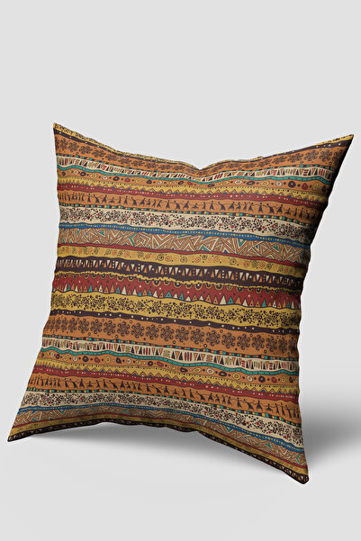 EsnafAli Orange Brown African Ethnic Patterned Throw Pillow Cover