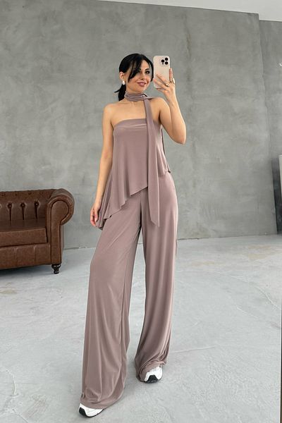 Seda Yalçın Atelier Beige Scarf Double Set
