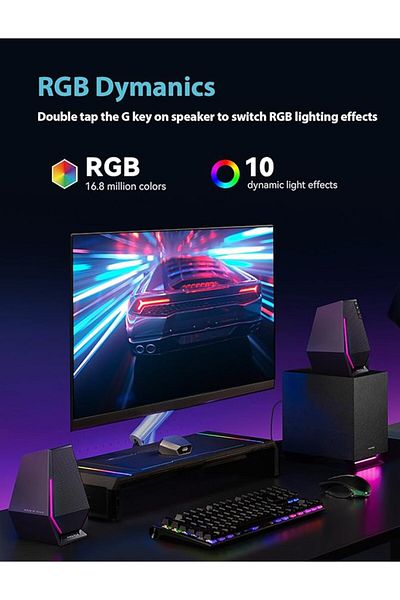 Edifier G1500 MAX Desktop Gaming Speakers With Subwoofer 2.1,RGB,BT5.3,USB,Type C,3.5MM AUX, Black