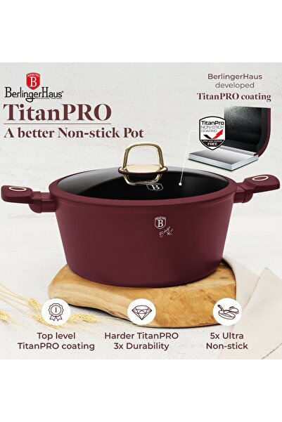 Berlinger Haus 10 Pcs Cookware Set Titanpro Nonstick, Induction, Pots Pans Leonardo Collection