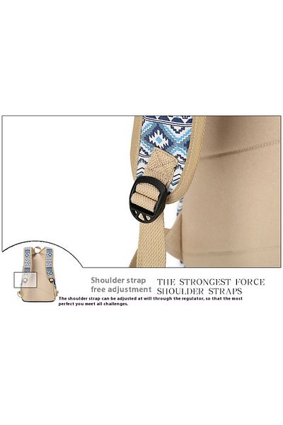 fulina 3 in 1 New Style Printed Zipper Students Canvas Backpack Set,Khaki